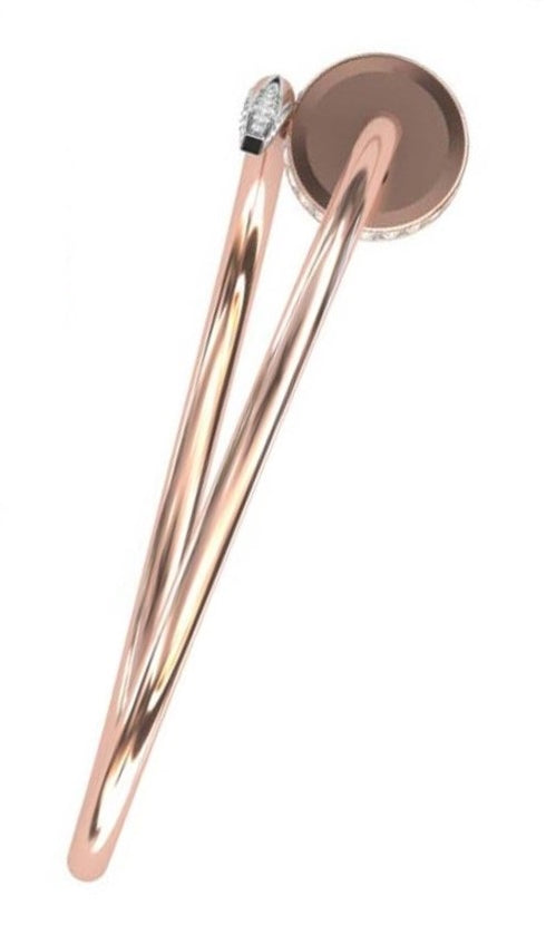 14K Yellow Gold with Diamond Nail Bangle