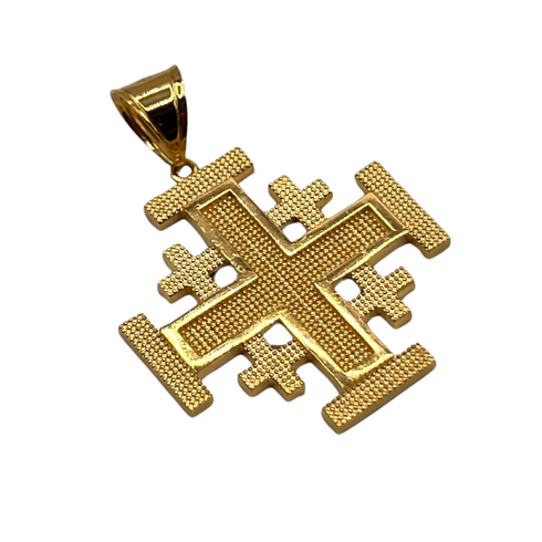 14K Gold Sarab Filigree Jerusalem Cross Necklace