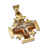 14K Tri Color Gold Raised Up Jerusalem Cross Necklace