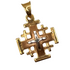 14K Tri Color Gold Raised Up Jerusalem Cross Necklace