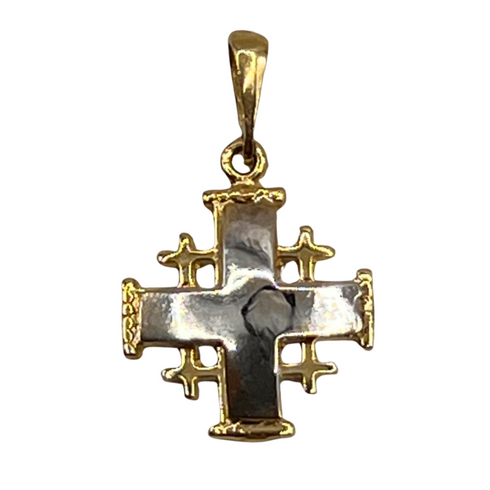 14K Gold Raised Up Elegant Smooth Jerusalem Cross Necklace