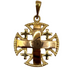 14K Gold Raised Up Round Smooth Jerusalem Cross Necklace