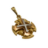 14K Yellow Gold Round domed Jerusalem Cross Necklace