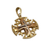 14K Yellow Gold Round domed Jerusalem Cross Necklace