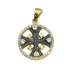 14K Gold & Black Diamond Round Jerusalem Cross Necklace