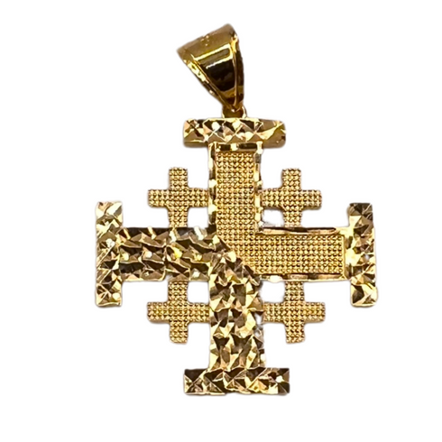 14K Gold Lema Filigree Jerusalem Cross Necklace