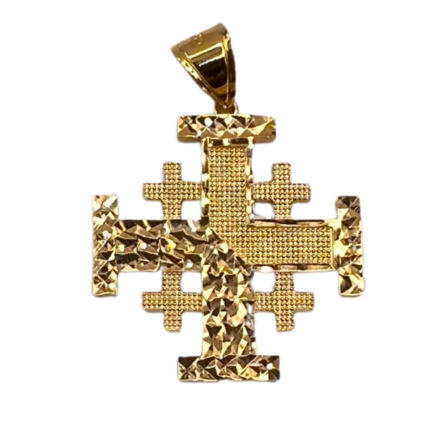 14K Gold Lema Filigree Jerusalem Cross Necklace