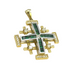 14K White Gold & Diamond With Princes Cut Emerald Jerusalem Cross Necklace