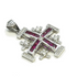 14K White Gold & Diamond With Princes Cut Ruby Jerusalem Cross N