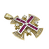 14K Yellow Gold With Diamond & Ruby Jerusalem Cross Necklace