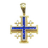 14K Yellow Gold With Diamond & Sapphire Jerusalem Cross Necklace