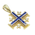 14K Yellow Gold With Diamond & Sapphire Jerusalem Cross Necklace
