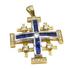 14K White Gold & Diamond With Princes Cut Sapphire Jerusalem Cross Necklace