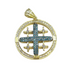 14K Yellow Gold with Blue & White Diamonds Spinning Jerusalem Cross Necklace