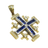 14K White Gold & Diamond With Princes Cut Sapphire Jerusalem Cross Necklace