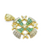 14K Yellow Gold & Diamond With Baguette Cut Emerald Jerusalem Cross Necklace