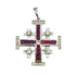 14K White Gold & Diamond With Princes Cut Ruby Jerusalem Cross N