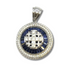 14K White Gold With Diamond & Baguette Cut Sapphire Jerusalem Cross Necklace