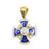 14K Yellow Gold & Diamonds with Blue Enamel Jerusalem Cross Necklace