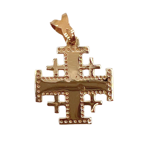 14K Gold Leaser Cut Classic Jerusalem Cross Necklace