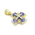 14K Yellow Gold & Diamonds with Blue Enamel Jerusalem Cross Necklace