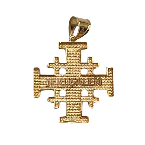 14K Gold Sar Filigree Jerusalem Cross Necklace