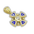 14K Yellow Gold & Center Stone Diamonds with Blue Enamel Jerusalem Cross Necklace