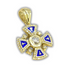 14K Yellow Gold & Center Stone Diamonds with Blue Enamel Jerusalem Cross Necklace