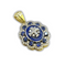 14K Yellow Gold Diamonds Sapphire with Blue Enamel Medallion Jerusalem Cross Necklace
