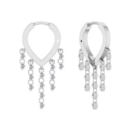 Teardrop Chandelier Dangling Diamond Earrings