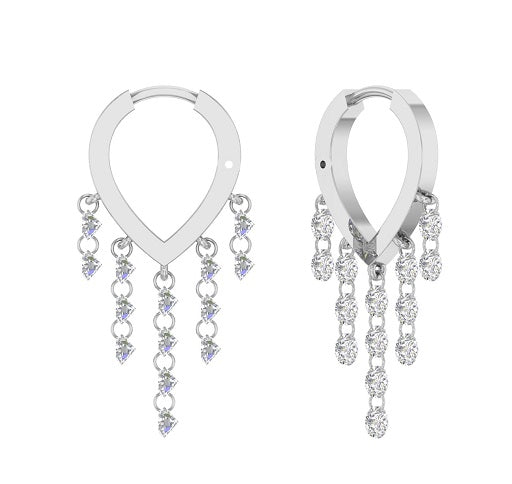 Teardrop Chandelier Dangling Diamond Earrings
