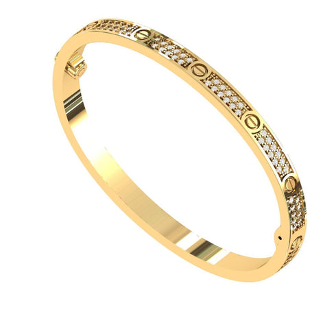 14kYellow Gold Pave Diamond Love Bracelet