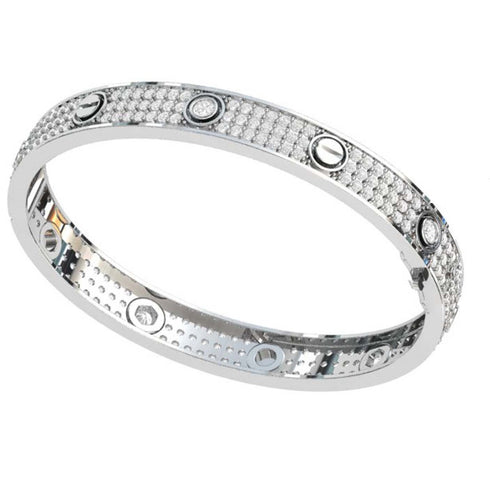 14kWhite Gold Pave Diamond Love Bracelet