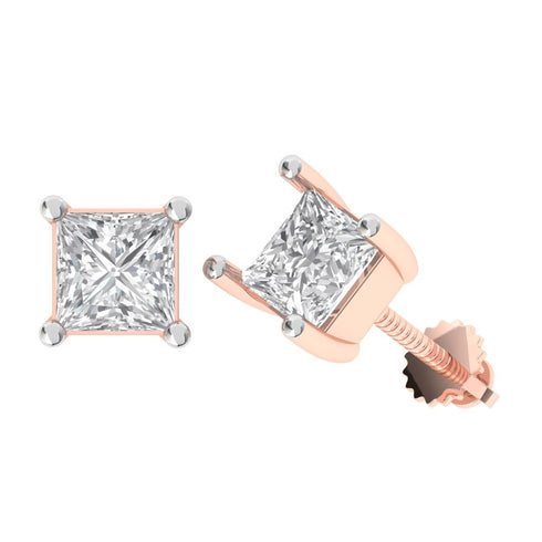 Malia Princess Cut Diamond Stud Earrings