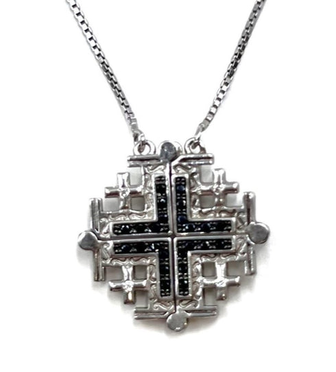 Sterling Classic Jerusalem Cross Opening Magnetic Necklace