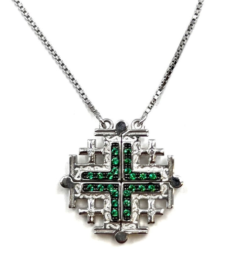Sterling Classic Jerusalem Cross Opening Magnetic Necklace