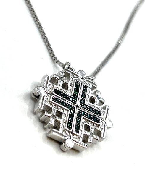 Sterling Classic Jerusalem Cross Opening Magnetic Necklace