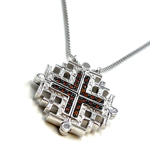 Sterling Classic Jerusalem Cross Opening Magnetic Necklace