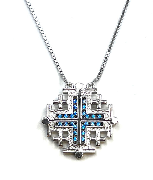Sterling Classic Jerusalem Cross Opening Magnetic Necklace