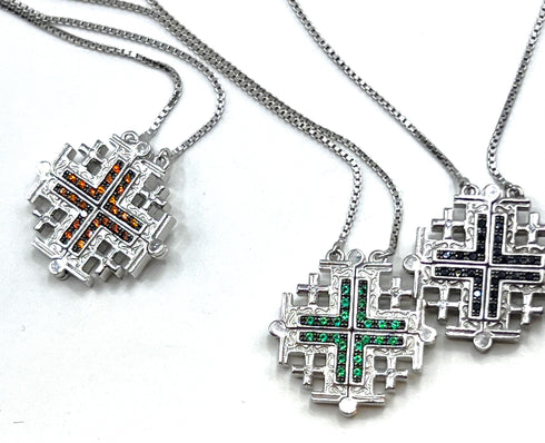 Sterling Classic Jerusalem Cross Opening Magnetic Necklace