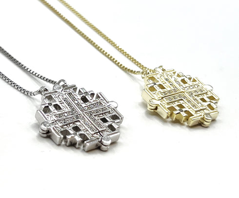 Sterling Classic Jerusalem Cross Opening Magnetic Necklace