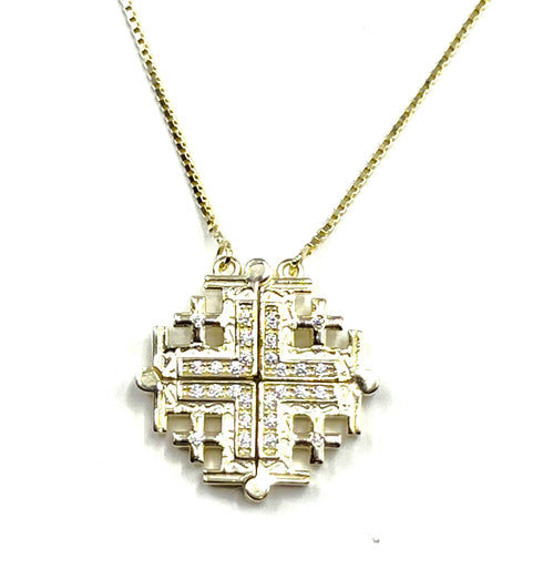 Sterling Classic Jerusalem Cross Opening Magnetic Necklace