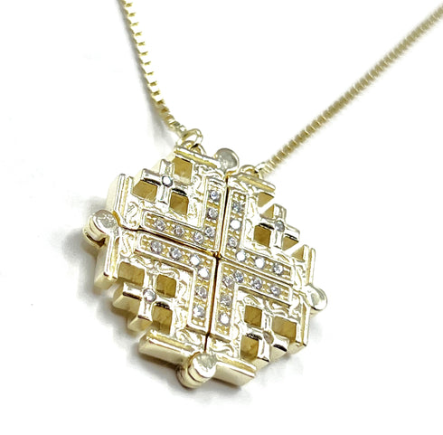 Sterling Classic Jerusalem Cross Opening Magnetic Necklace