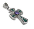 Sterling Silver Opal With Center Stone Cross Pendant