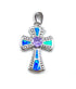 Sterling Silver Opal With Center Stone Cross Pendant