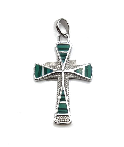 Sterling Silver With Opal Cross Pendant