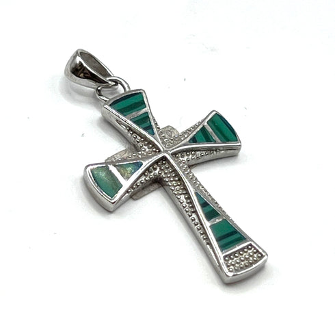 Sterling Silver With Opal Cross Pendant