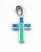 Sterling Silver With Opal Double Sided Cross Pendant