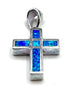 Sterling Silver With Opal Double Sided Cross Pendant