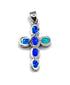 Sterling Silver Opal Cross Pendant
